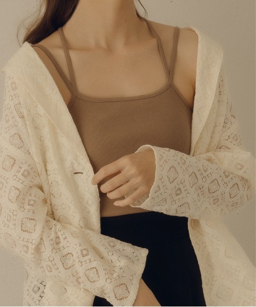 fupel（フぺル）の「カップ付きデザインキャミソール（キャミソール・レディース・ブラック/アイボリー/ブラウン系その他・FREE）」の3枚目の写真