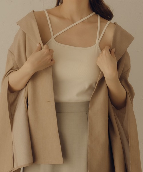 fupel（フぺル）の「カップ付きデザインキャミソール（キャミソール・レディース・ブラック/アイボリー/ブラウン系その他・FREE）」の4枚目の写真