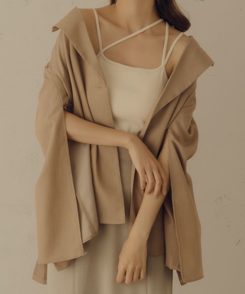 fupel（フぺル）の「カップ付きデザインキャミソール（キャミソール・レディース・ブラック/アイボリー/ブラウン系その他・FREE）」の5枚目の写真