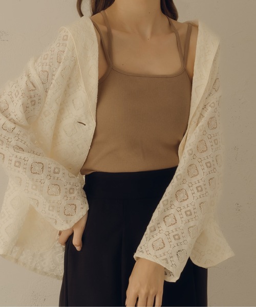 fupel（フぺル）の「カップ付きデザインキャミソール（キャミソール・レディース・ブラック/アイボリー/ブラウン系その他・FREE）」の11枚目の写真