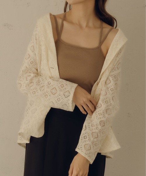 fupel（フぺル）の「カップ付きデザインキャミソール（キャミソール・レディース・ブラック/アイボリー/ブラウン系その他・FREE）」の12枚目の写真