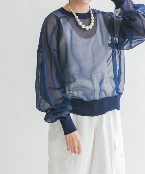 KBF（ケイビーエフ）の「ガラスニットプルオーバー（ニット/セーター・レディース・アイボリー/ネイビー/カーキ・ONE）」の3枚目の写真