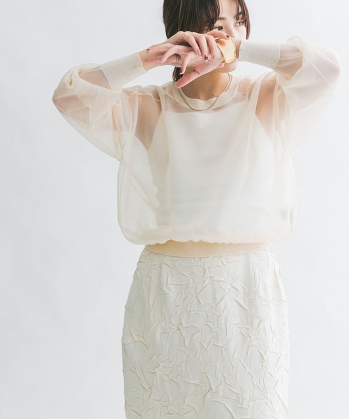 KBF（ケイビーエフ）の「ガラスニットプルオーバー（ニット/セーター・レディース・アイボリー/ネイビー/カーキ・ONE）」の4枚目の写真