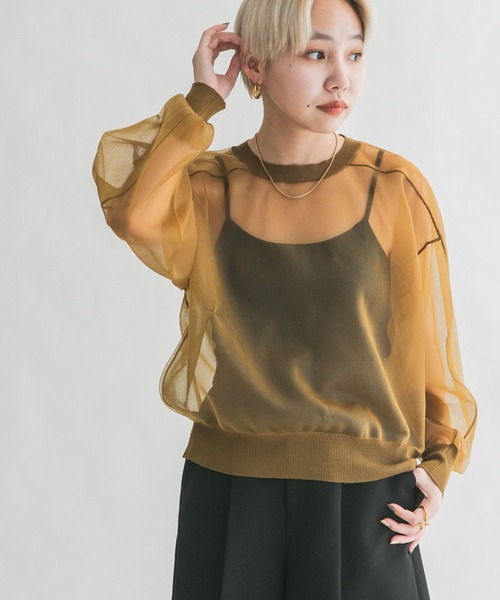 KBF（ケイビーエフ）の「ガラスニットプルオーバー（ニット/セーター・レディース・アイボリー/ネイビー/カーキ・ONE）」の17枚目の写真