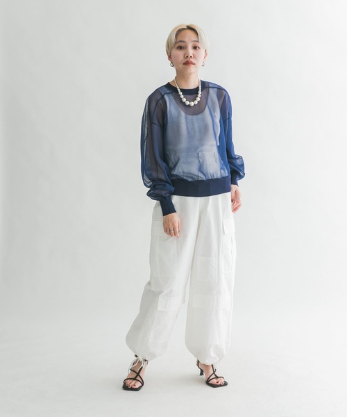 KBF（ケイビーエフ）の「ガラスニットプルオーバー（ニット/セーター・レディース・アイボリー/ネイビー/カーキ・ONE）」の14枚目の写真