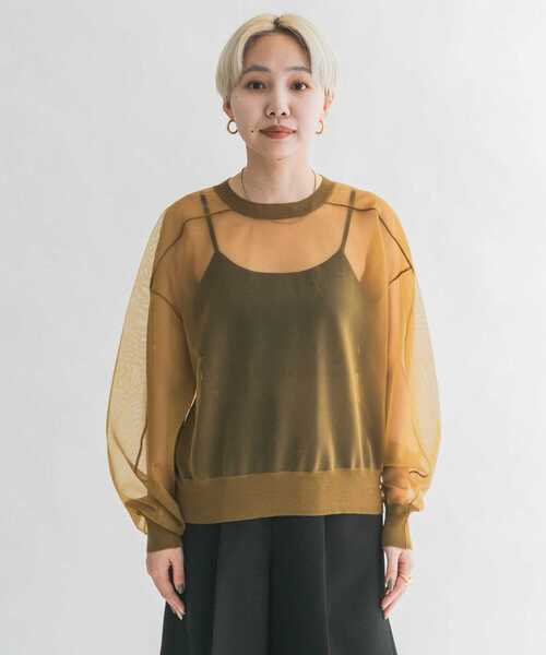 KBF（ケイビーエフ）の「ガラスニットプルオーバー（ニット/セーター・レディース・アイボリー/ネイビー/カーキ・ONE）」の7枚目の写真