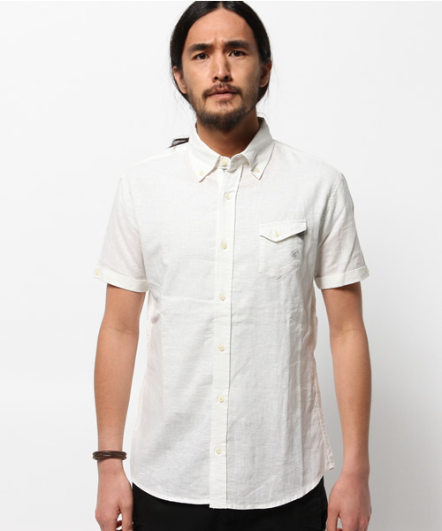 OUTLET（アウトレット）の「【CIAOPANIC TYPY】綿麻半袖ボタンダウンシャツ（シャツ/ブラウス・メンズ・イエロー/ブラック/ネイビー/ピンク/ホワイト/サックスブルー・SMALL/MEDIUM/LARGE）」の17枚目の写真