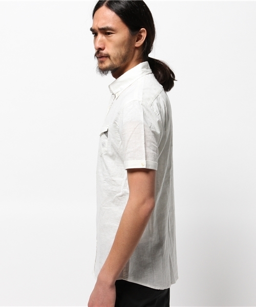 OUTLET（アウトレット）の「【CIAOPANIC TYPY】綿麻半袖ボタンダウンシャツ（シャツ/ブラウス・メンズ・イエロー/ブラック/ネイビー/ピンク/ホワイト/サックスブルー・SMALL/MEDIUM/LARGE）」の18枚目の写真