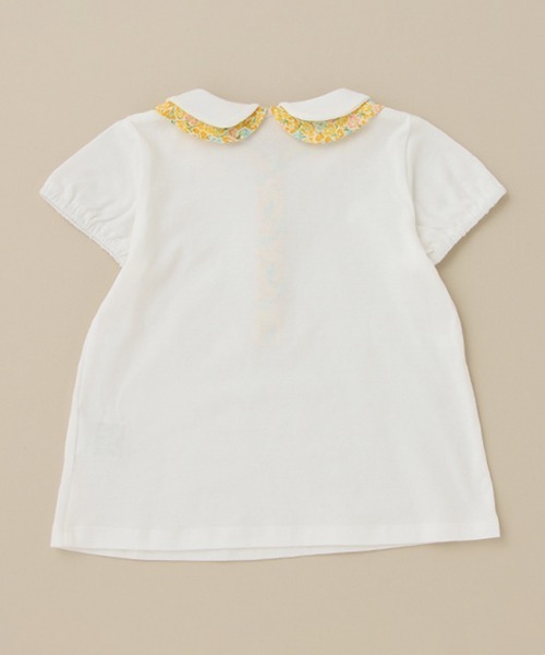 Love&Peace&Money（ラブアンドピースアンドマネー）の「小花柄コンビ半袖ブラウス（シャツ/ブラウス・キッズ・サーモンピンク/オフホワイト・130cm/80ｃｍ/120cm/90cm/100cm/110cm）」の5枚目の写真