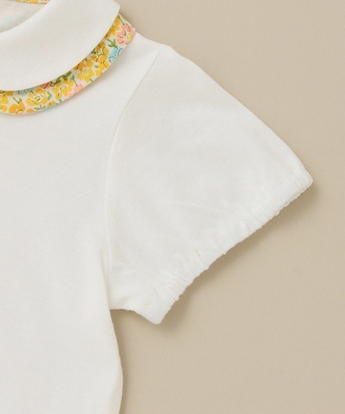 Love&Peace&Money（ラブアンドピースアンドマネー）の「小花柄コンビ半袖ブラウス（シャツ/ブラウス・キッズ・サーモンピンク/オフホワイト・130cm/80ｃｍ/120cm/90cm/100cm/110cm）」の8枚目の写真