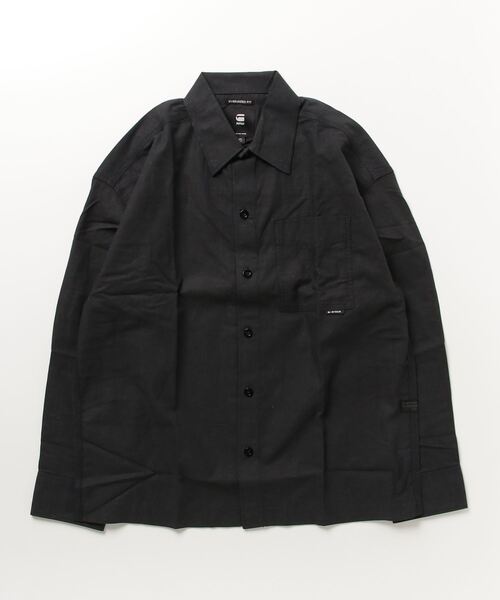 G-STAR(ジースター)の「OVERSIZED BOXY FIT SHIRT/リネンシャツ/オーバーサイズ/ビッグシルエット(シャツ/ブラウス・メンズ・ダークブラック/ブルー系その他・LARGE/MEDIUM/SMALL/X-LARGE/X-SMALL)」の13枚目の写真