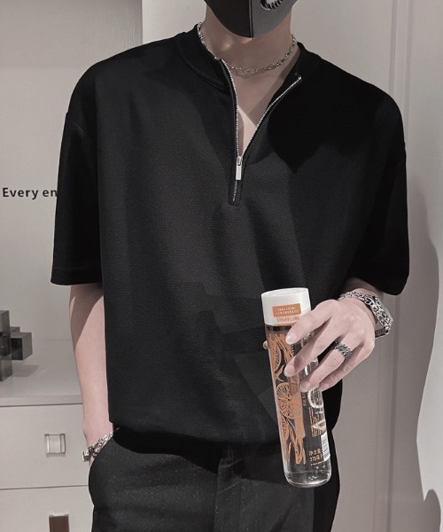 セール】ハーフジップスタンドカラーTシャツ（Tシャツ/カットソー