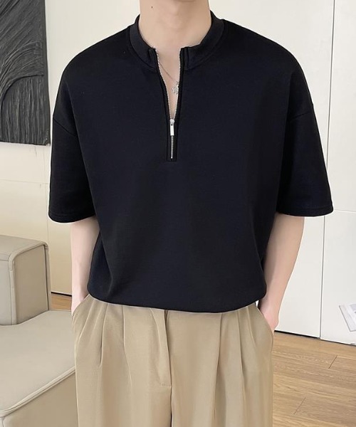 ハーフジップスタンドカラーTシャツ（Tシャツ/カットソー）｜B.R.U