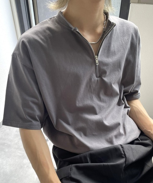 ハーフジップ スタンドカラー 長袖シャツ S〜XL MENS】ハーフジップ長袖Tシャツ メンズTシャツ 速乾 ストレッチ