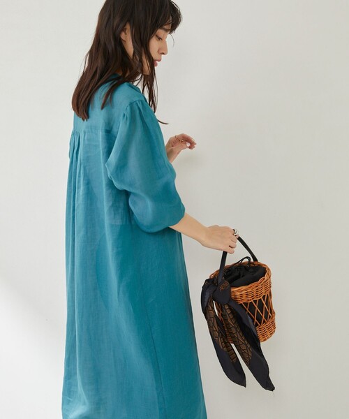 Aresense（アーセンス）の「Aresense/アーセンス シアーリネン シャツワンピース（シャツワンピース・レディース・グリーン/ブラック/オフホワイト・ﾌﾘ-）」の5枚目の写真