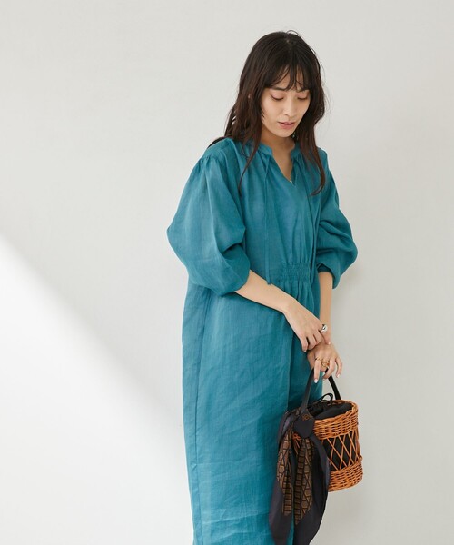 Aresense（アーセンス）の「Aresense/アーセンス シアーリネン シャツワンピース（シャツワンピース・レディース・グリーン/ブラック/オフホワイト・ﾌﾘ-）」の13枚目の写真