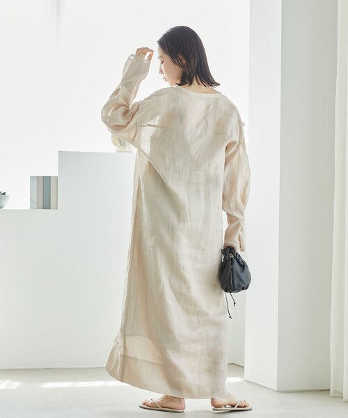 Aresense（アーセンス）の「Aresense/アーセンス シアーリネン シャツワンピース（シャツワンピース・レディース・グリーン/ブラック/オフホワイト・ﾌﾘ-）」の15枚目の写真