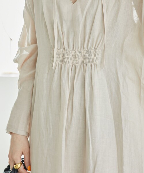 Aresense（アーセンス）の「Aresense/アーセンス シアーリネン シャツワンピース（シャツワンピース・レディース・グリーン/ブラック/オフホワイト・ﾌﾘ-）」の17枚目の写真