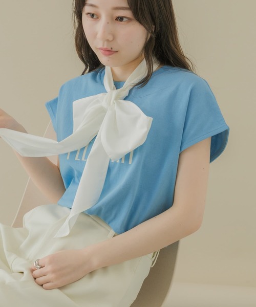 SMELLY（スメリー）の「ロングリボンスカーフ（バンダナ/スカーフ・レディース・ホワイト/ブルー・-）」の10枚目の写真