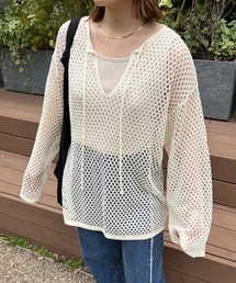 【低身長用サイズあり】前後2wayスキッパーメッシュプルオーバー
