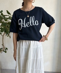 Helloフワリー刺繍半袖スウェット
