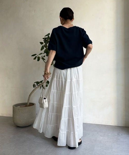 DouDou（ドゥドゥ）の「Helloフワリー刺繍半袖スウェット（スウェット・レディース・ネイビー/グレー/オフホワイト・FREE）」の18枚目の写真