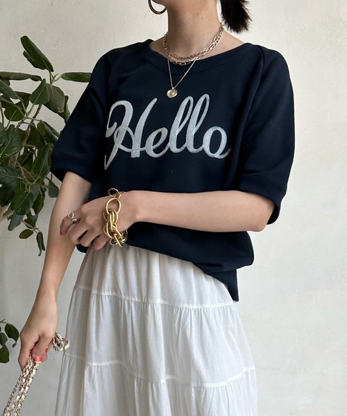 DouDou（ドゥドゥ）の「Helloフワリー刺繍半袖スウェット（スウェット・レディース・ネイビー/グレー/オフホワイト・FREE）」の20枚目の写真