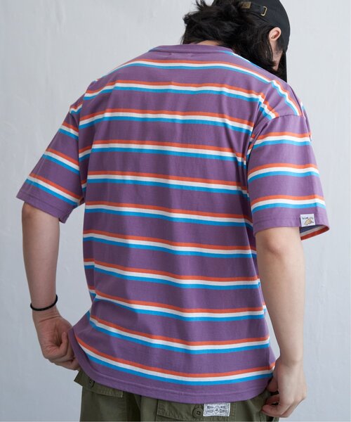 VENCEEXCHANGE(ヴァンスエクスチェンジ)の「ワンポイントマルチボーダーTシャツ(Tシャツ/カットソー・メンズ・ターコイズブルー/パープル/ホワイト・フリー)」の11枚目の写真