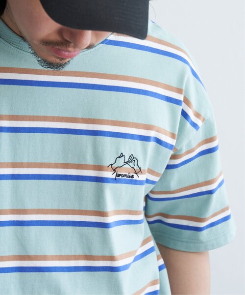 VENCEEXCHANGE(ヴァンスエクスチェンジ)の「ワンポイントマルチボーダーTシャツ(Tシャツ/カットソー・メンズ・ターコイズブルー/パープル/ホワイト・フリー)」の13枚目の写真