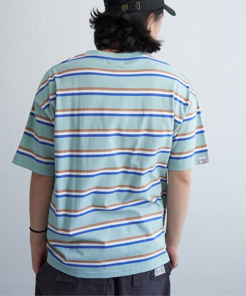 VENCEEXCHANGE(ヴァンスエクスチェンジ)の「ワンポイントマルチボーダーTシャツ(Tシャツ/カットソー・メンズ・ターコイズブルー/パープル/ホワイト・フリー)」の15枚目の写真