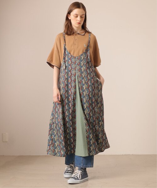 DOUBLE NAME(ダブルネーム)の「オリジナルプリント異素材キャミワンピース(ワンピース・レディース・ベージュ/スミクロ/ネイビー・FREE)」の3枚目の写真