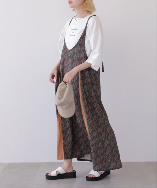 DOUBLE NAME(ダブルネーム)の「オリジナルプリント異素材キャミワンピース(ワンピース・レディース・ベージュ/スミクロ/ネイビー・FREE)」の19枚目の写真