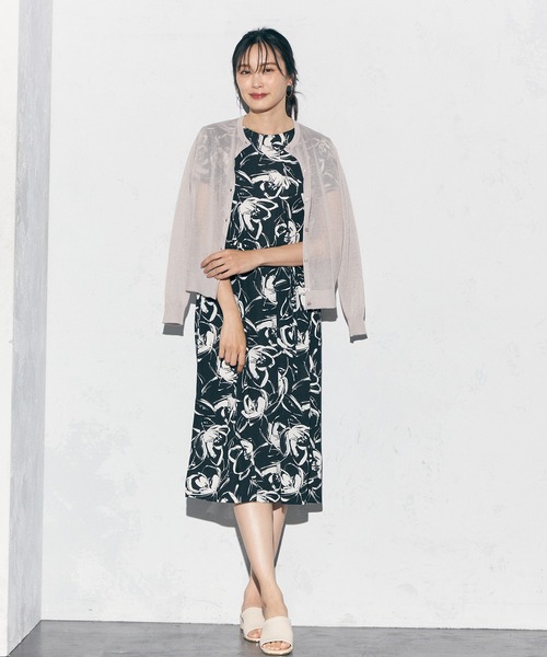 A/C DESIGN BY ALPHA CUBIC(エーシーデザインバイアルファキュービック)の「【洗濯可能】シアーカーディガン(カーディガン/ボレロ・レディース・ライトグレー/ブラック・M/L/LL)」の6枚目の写真