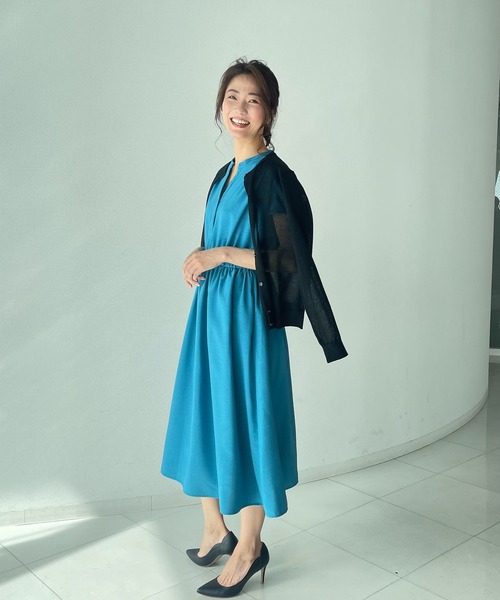 A/C DESIGN BY ALPHA CUBIC(エーシーデザインバイアルファキュービック)の「【洗濯可能】シアーカーディガン(カーディガン/ボレロ・レディース・ライトグレー/ブラック・M/L/LL)」の4枚目の写真