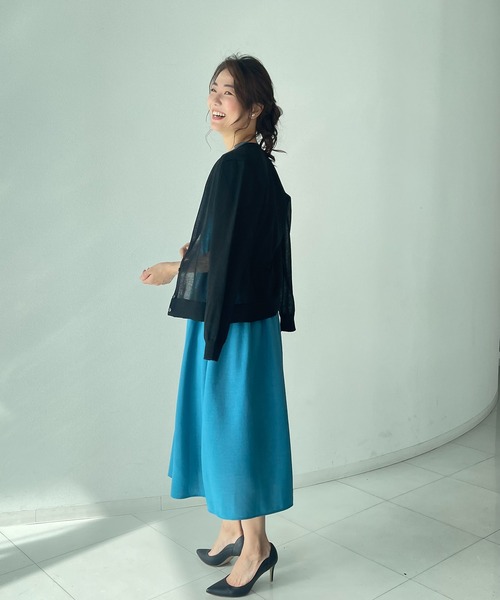 A/C DESIGN BY ALPHA CUBIC(エーシーデザインバイアルファキュービック)の「【洗濯可能】シアーカーディガン(カーディガン/ボレロ・レディース・ライトグレー/ブラック・M/L/LL)」の5枚目の写真