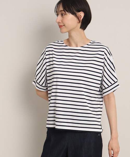 Dessin(デッサン)の「◆【接触冷感・二の腕カバー】リラクシーカットソー(Tシャツ/カットソー・レディース・ブルー/ネイビー系/ブラック/ホワイト系・00/02/01/03)」の4枚目の写真