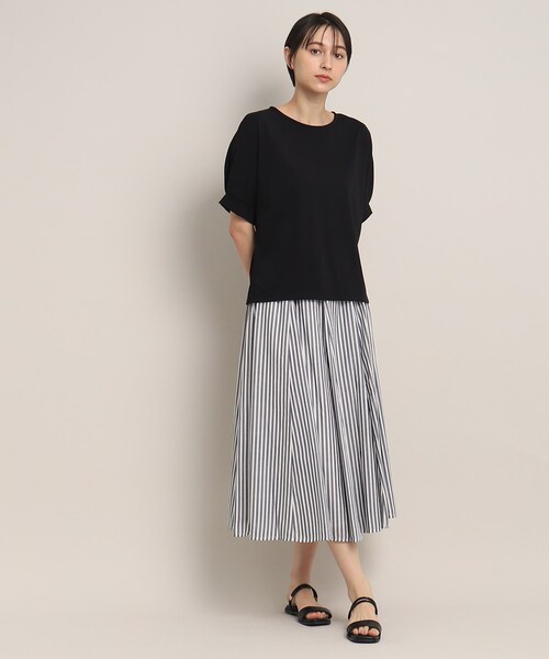 Dessin(デッサン)の「◆【接触冷感・二の腕カバー】リラクシーカットソー(Tシャツ/カットソー・レディース・ブルー/ネイビー系/ブラック/ホワイト系・00/02/01/03)」の9枚目の写真