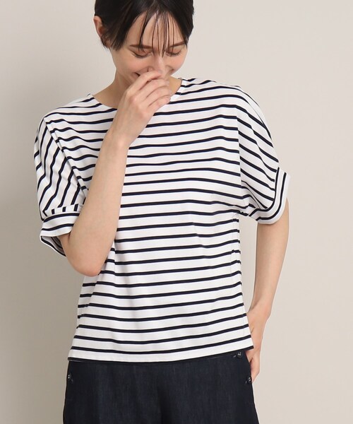 Dessin(デッサン)の「◆【接触冷感・二の腕カバー】リラクシーカットソー(Tシャツ/カットソー・レディース・ブルー/ネイビー系/ブラック/ホワイト系・00/02/01/03)」の18枚目の写真