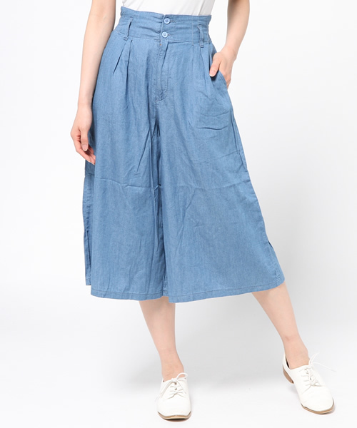 WEGO（ウィゴー）の「WEGO/ガウチョパンツ（デニムパンツ・レディース・インディゴブルー/ライトインディゴブルー・FREE）」の14枚目の写真