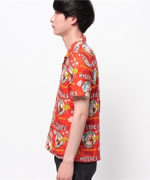 HYSTERIC GLAMOUR（ヒステリックグラマー）の「EXOTIC DRINK総柄 裏パイル半袖アロハSH（シャツ/ブラウス・メンズ・レッド系その他・LARGE/SMALL/MEDIUM）」の4枚目の写真