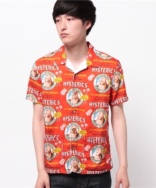 HYSTERIC GLAMOUR（ヒステリックグラマー）の「EXOTIC DRINK総柄 裏パイル半袖アロハSH（シャツ/ブラウス・メンズ・レッド系その他・LARGE/SMALL/MEDIUM）」の2枚目の写真