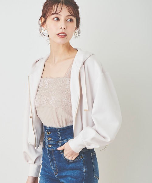 31 Sons de mode(トランテアン ソン ドゥ モード)の「フラワーレースキャミソール(Tシャツ/カットソー・レディース・ピンク/ブラック/オフホワイト・36)」の7枚目の写真