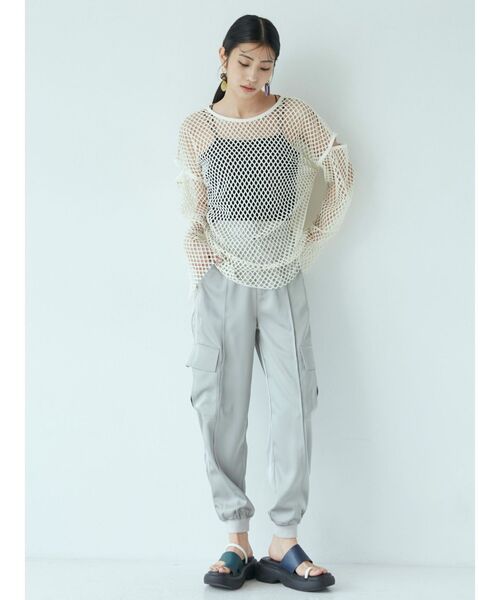MURUA(ムルーア)の「マルチWAYメッシュトップス(シャツ/ブラウス・レディース・アイボリー/ブラック/パープル・FREE)」の6枚目の写真