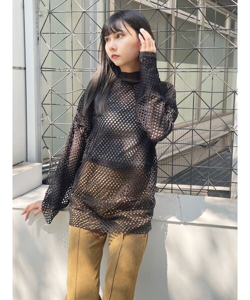 MURUA(ムルーア)の「マルチWAYメッシュトップス(シャツ/ブラウス・レディース・アイボリー/ブラック/パープル・FREE)」の21枚目の写真