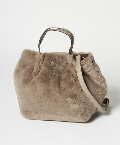 INED CLARO（イネドクラロ）の「フェイクファートートバッグ（トートバッグ・レディース・サンドグレー/グレー/アイボリー・フリー）」の3枚目の写真