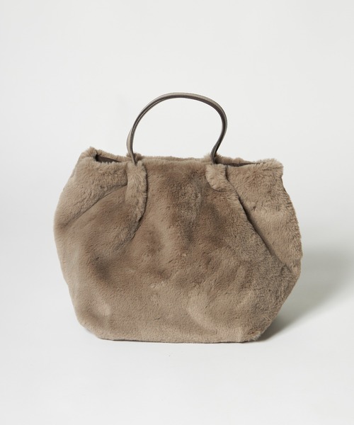 INED CLARO（イネドクラロ）の「フェイクファートートバッグ（トートバッグ・レディース・サンドグレー/グレー/アイボリー・フリー）」の4枚目の写真