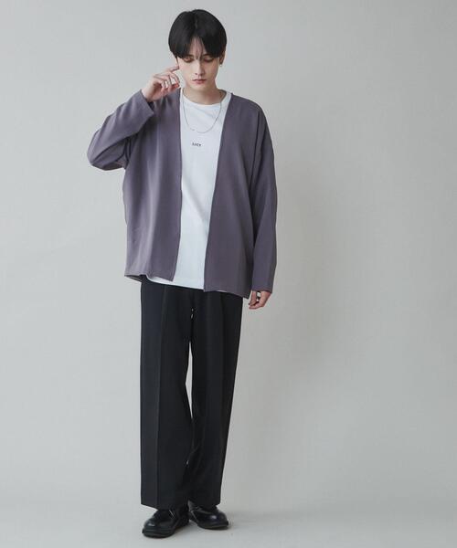 LUCY（ルーシー）の「LUCY/ルーズシャツカーディガン（カーディガン/ボレロ・メンズ・パープル/ダークグレー・MEDIUM/LARGE）」の4枚目の写真