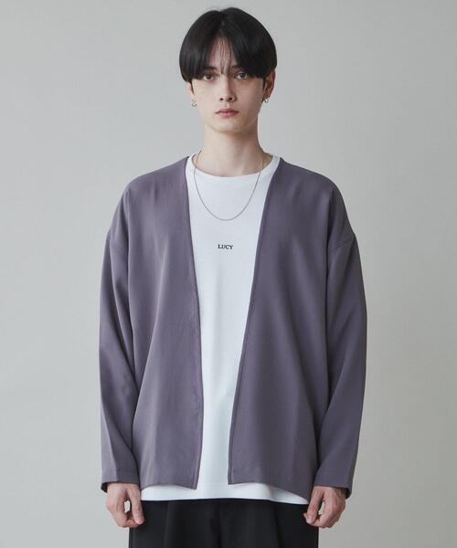 LUCY（ルーシー）の「LUCY/ルーズシャツカーディガン（カーディガン/ボレロ・メンズ・パープル/ダークグレー・MEDIUM/LARGE）」の11枚目の写真