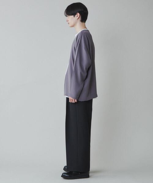 LUCY（ルーシー）の「LUCY/ルーズシャツカーディガン（カーディガン/ボレロ・メンズ・パープル/ダークグレー・MEDIUM/LARGE）」の13枚目の写真