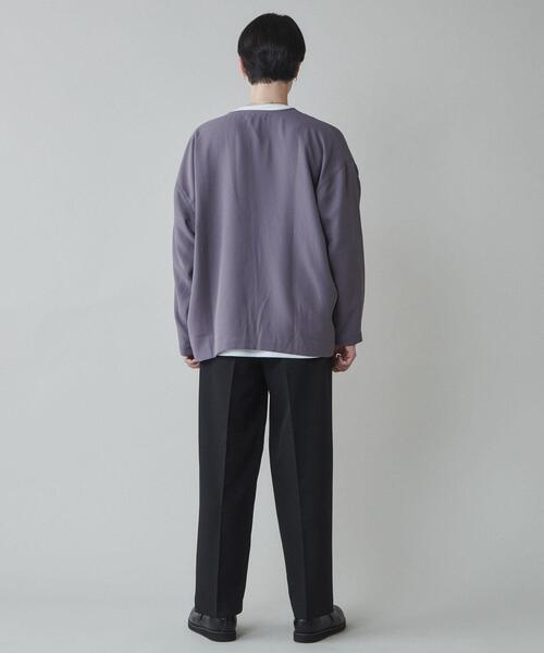 LUCY（ルーシー）の「LUCY/ルーズシャツカーディガン（カーディガン/ボレロ・メンズ・パープル/ダークグレー・MEDIUM/LARGE）」の14枚目の写真